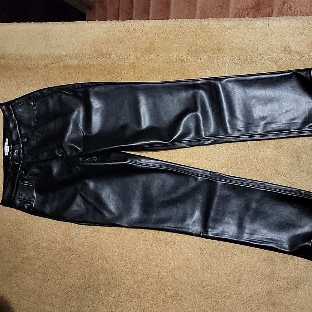 Good American Faux Leather boot cut pants